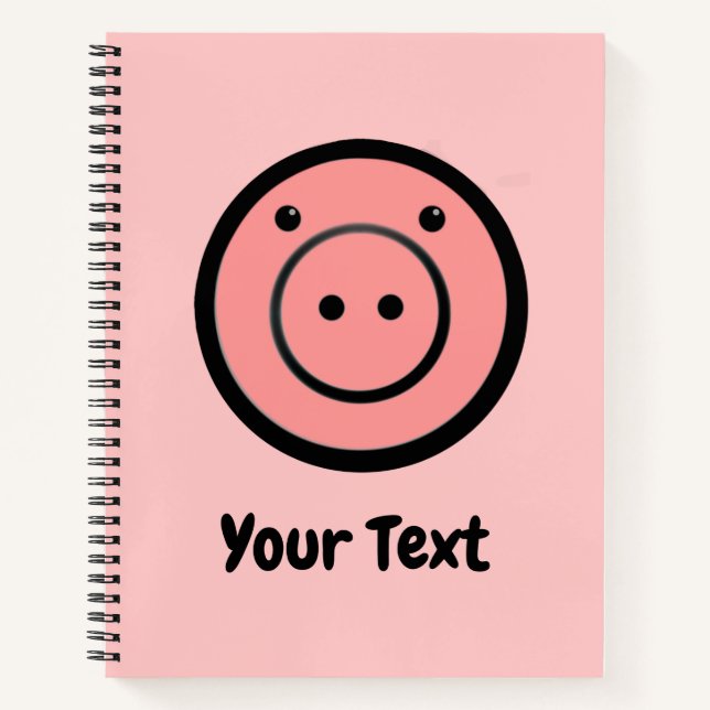 Niedlich Kawaii Pink Pig Vector Art Notizbuch (Vorderseite)