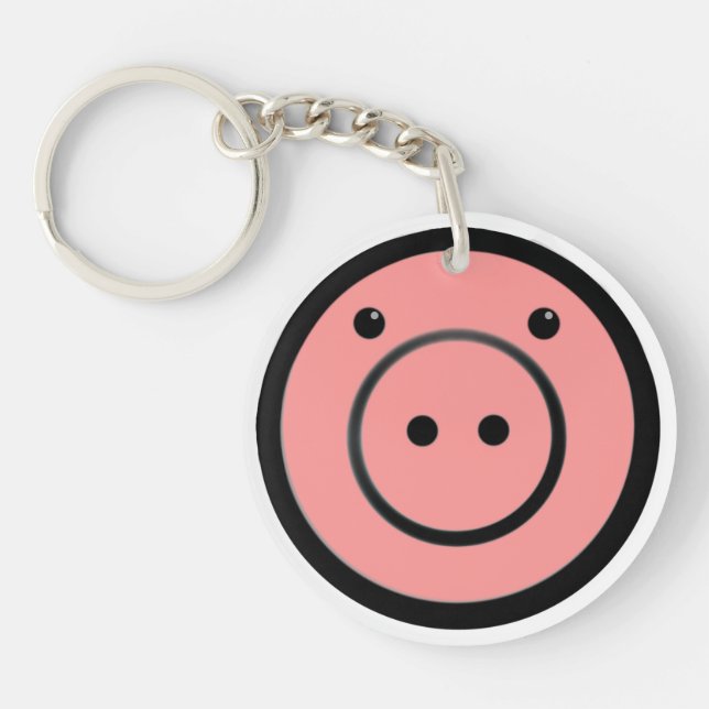 Niedlich Kawaii Pink Pig Vector Art Schlüsselanhänger (Vorderseite)