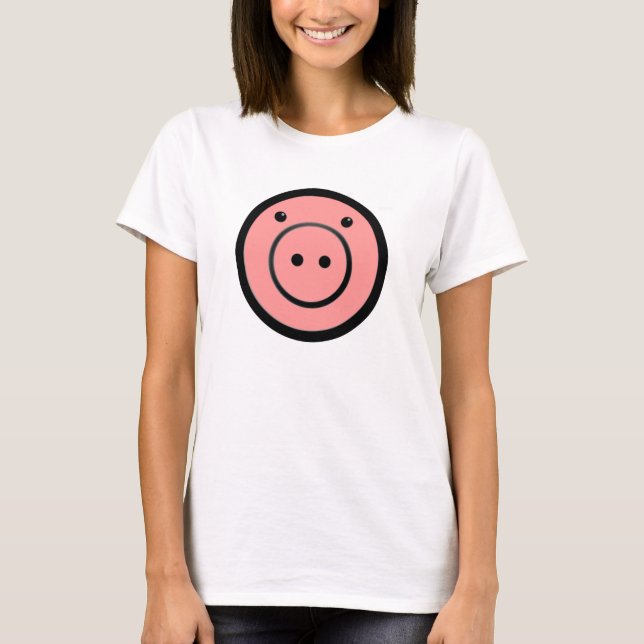 Niedlich Kawaii Pink Pig Vector Art T-Shirt (Vorderseite)
