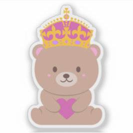 Niedlich Kawaii Pink Royal Princess Bear Aufkleber