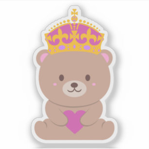 Niedlich Kawaii Pink Royal Princess Bear Aufkleber