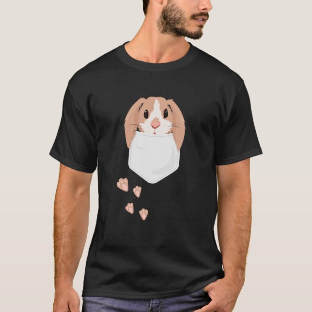 Niedlich Kawaii Pocket Bunny Egg Happy Ostersonnta T-Shirt (Vorderseite)