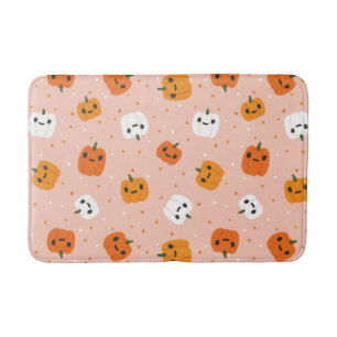 Niedlich Kawaii Pumpkin Faces Pattern Badematte