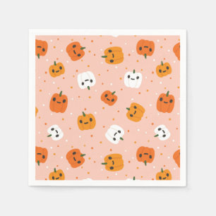 Niedlich Kawaii Pumpkin Faces Pattern Serviette
