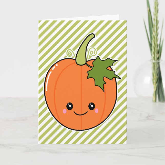 Niedlich Kawaii Pumpkin Feiertagskarte (Vorderseite)