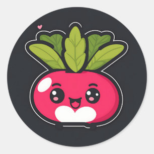 Niedlich Kawaii Radish Runder Aufkleber