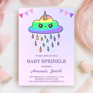 Niedlich Kawaii Rainbow Cloud Unicorn Baby Sprinkl Einladung