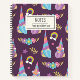 Niedlich Kawaii Rainbow Gnomes Muster Personalisie Notizbuch