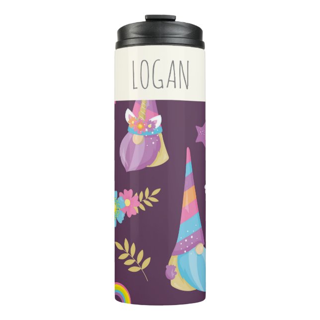 Niedlich Kawaii Rainbow Gnomes Muster Personalisie Thermosbecher (Vorderseite)