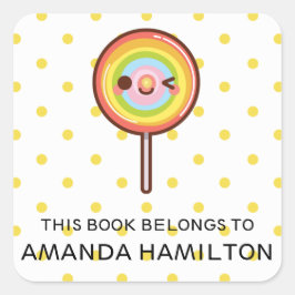 NIEDLICH KAWAII RAINBOW LOLLIPOP DIESES BUCH GEHÖR QUADRATISCHER AUFKLEBER