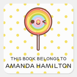 NIEDLICH KAWAII RAINBOW LOLLIPOP DIESES BUCH GEHÖR QUADRATISCHER AUFKLEBER