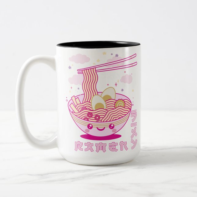 Niedlich Kawaii Ramen Anime Noodles Ramen Girls, T Zweifarbige Tasse (Links)