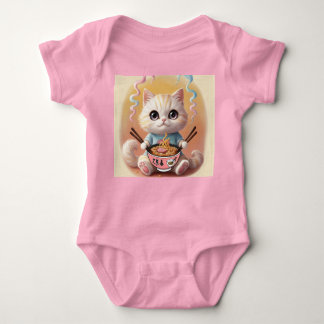 Niedlich Kawaii Ramen Cat Baby Bodysuit - Adorable Baby Strampler
