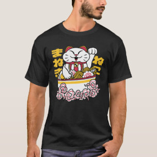 Niedlich Kawaii Ramen Cats Japanischer Anime-Carto T-Shirt