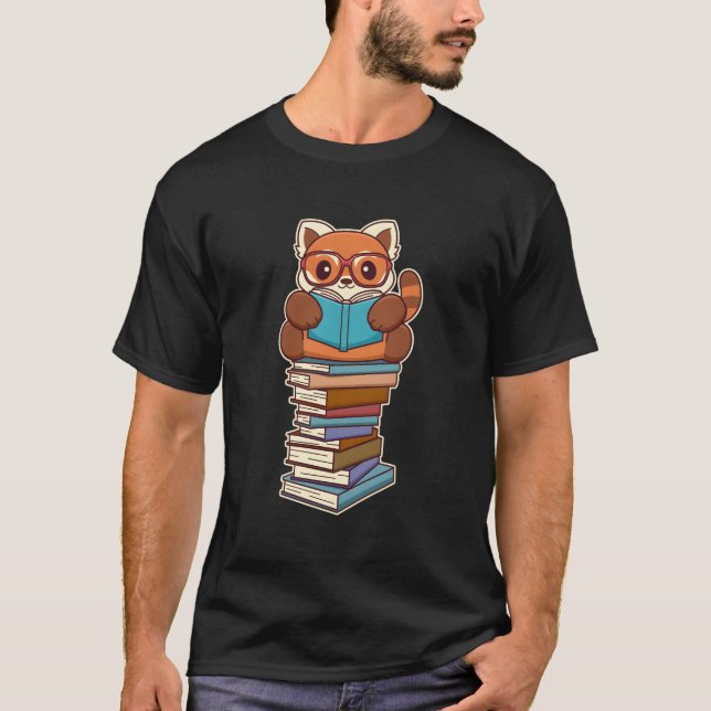 Niedlich Kawaii Red Panda Lesen eines Buches T-Shirt (Vorderseite)