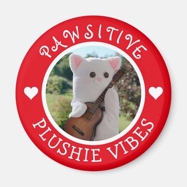 Niedlich Kawaii Red Pawsitive Plushie Vibes Foto Magnet (Vorne)