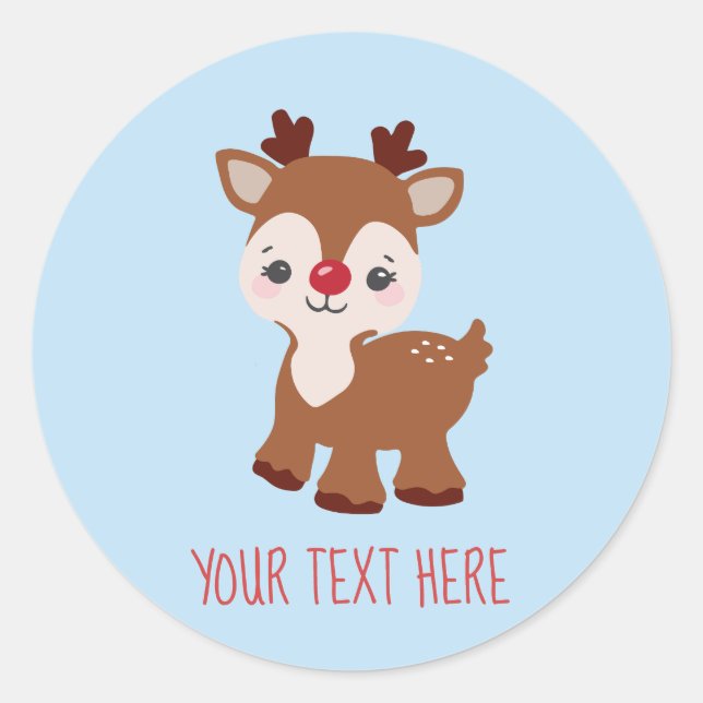 Niedlich Kawaii Reindeer Personalisierter Sticker (Vorderseite)