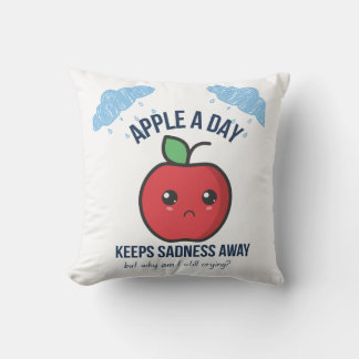 Niedlich Kawaii Sad Apple Pillow - Funny Fruit for Kissen