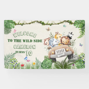 Niedlich Kawaii Safari Wilde Jungle Tiere Geburtst Banner