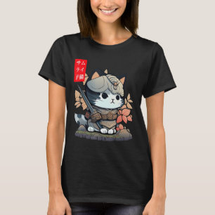 Niedlich Kawaii Samurai Warrior Kawaii Cat Japanis T-Shirt