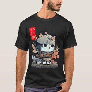 Niedlich Kawaii Samurai Warrior Kawaii Cat Japanis T-Shirt
