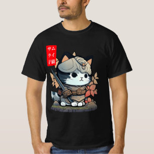 Niedlich Kawaii Samurai Warrior Kawaii Cat Japanis T-Shirt