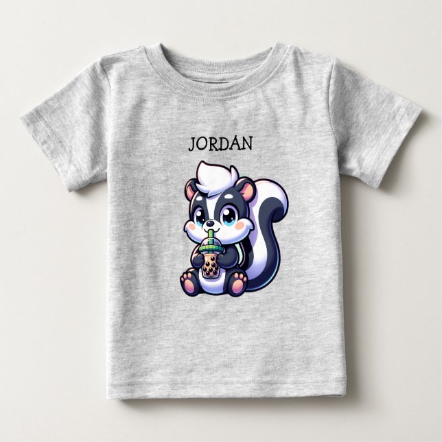 Niedlich Kawaii Skunk mit Bubble Tee Personalisier (Vorderseite)