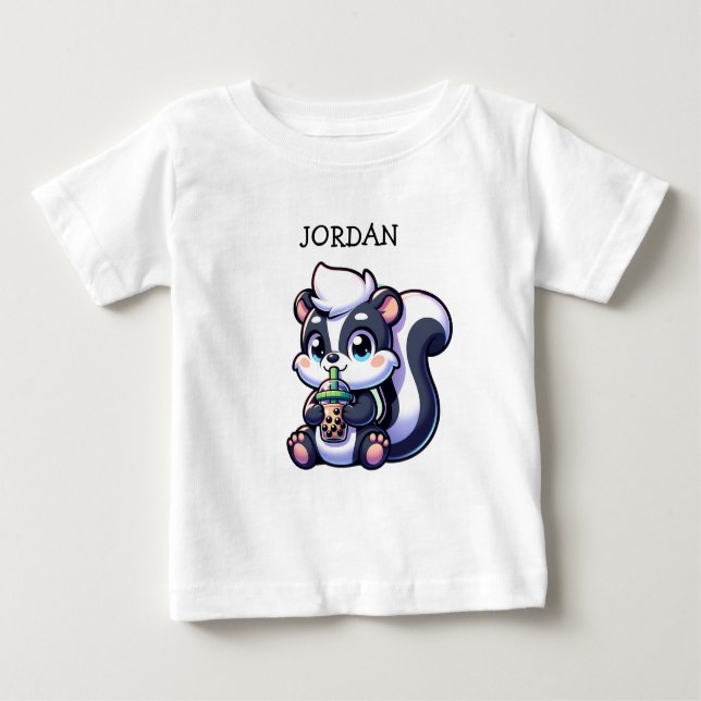Niedlich Kawaii Skunk mit Bubble Tee Personalisier (Vorderseite)