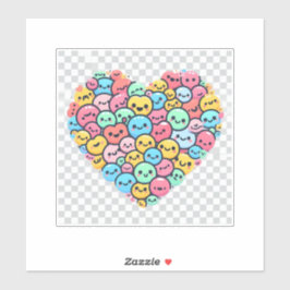 Niedlich Kawaii Smiley Heart Vinyl Sticker