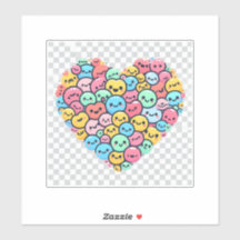 Niedlich Kawaii Smiley Heart Vinyl Sticker