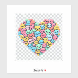 Niedlich Kawaii Smiley Heart Vinyl Sticker