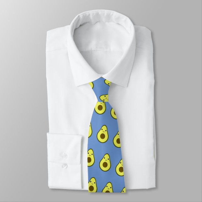 Niedlich Kawaii Smiling Avocado Krawatte (Gebunden)