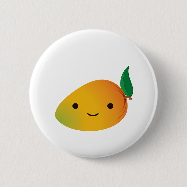 Niedlich Kawaii Smiling Mango Button (Vorderseite)