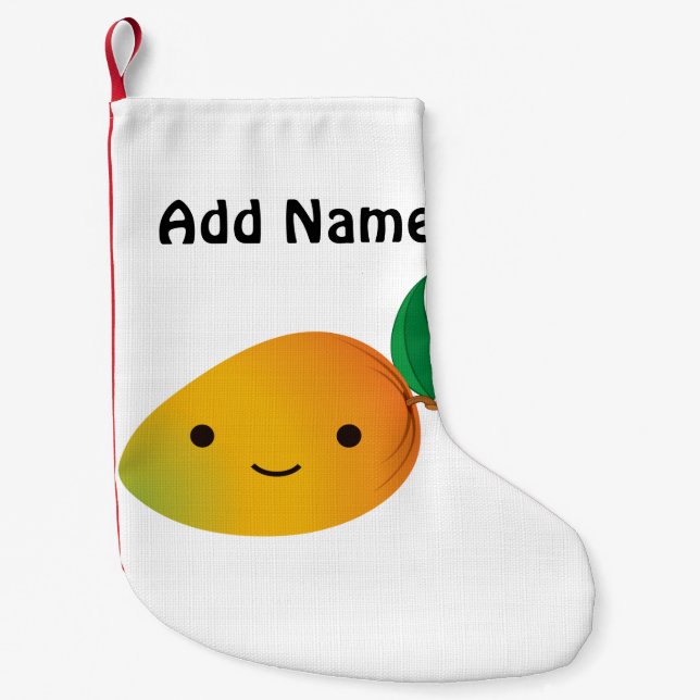 Niedlich Kawaii Smiling Mango Kleiner Weihnachtsstrumpf (Vorderseite)