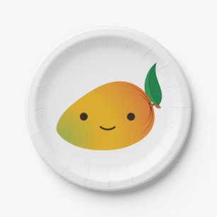 Niedlich Kawaii Smiling Mango Pappteller