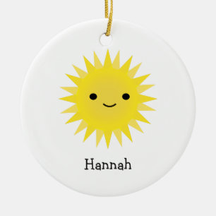 Niedlich Kawaii Smiling Sun Keramik Ornament