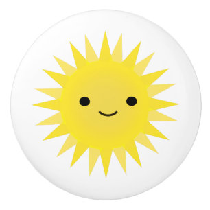 Niedlich Kawaii Smiling Sun Keramikknauf