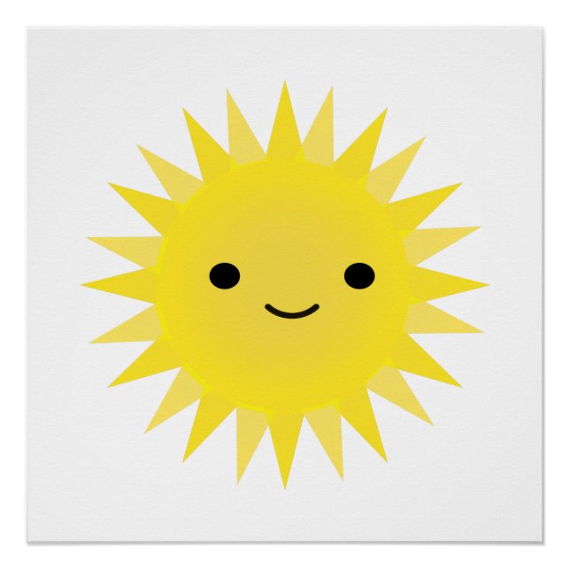 Niedlich Kawaii Smiling Sun Poster (Vorderseite)