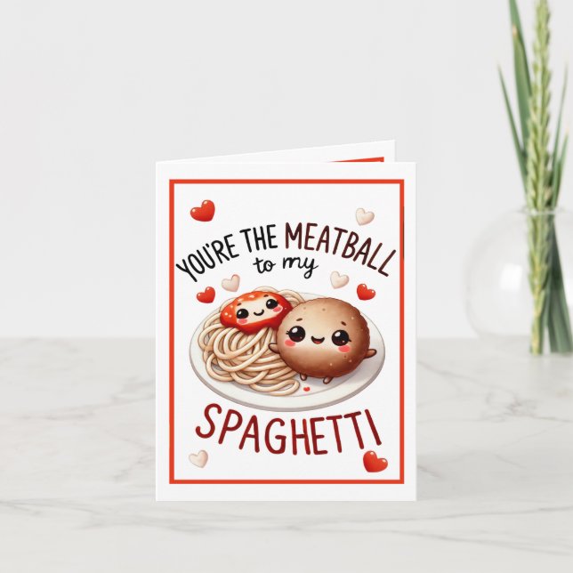 Niedlich Kawaii Spaghetti und Meatballs Dankeskarte (Vorderseite)