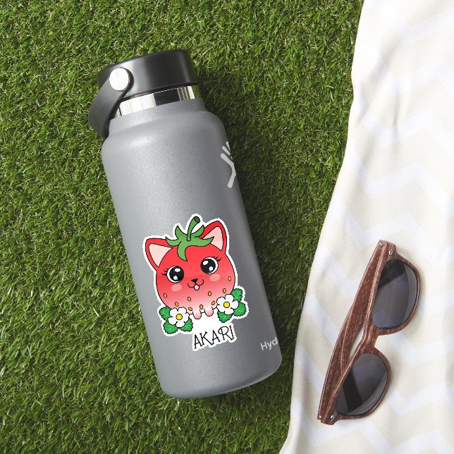 Niedlich Kawaii Strawberry Kitty Cat Aufkleber (HydroFlask Insitu)