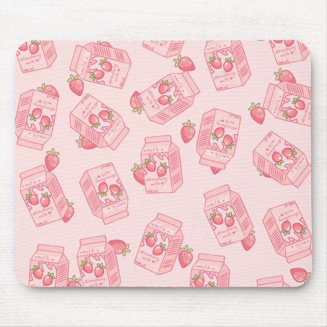 Niedlich Kawaii Strawberry Milk Cartoon Mouse Pad Mousepad (Vorne)
