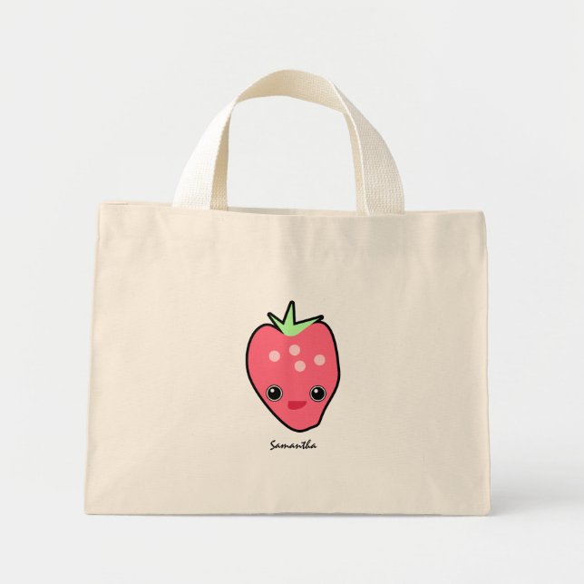 Niedlich Kawaii Strawberry Mini Stoffbeutel (Vorne)
