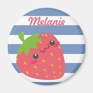 Niedlich Kawaii Strawberry Streifen Personalisiert Magnet