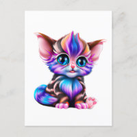 Niedlich Kawaii Striped Baby Kitte Postkarte