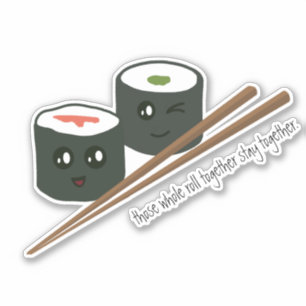Niedlich Kawaii Sushi Characters Chopsticks Aufkleber