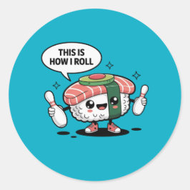 Niedlich Kawaii Sushi mit Bowling-Buttonen Runder Aufkleber