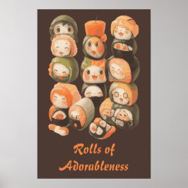 Niedlich Kawaii Sushi Rolls Poster