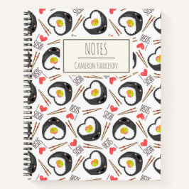 Niedlich Kawaii Sushi Whimsikmuster Personalisiert Notizbuch