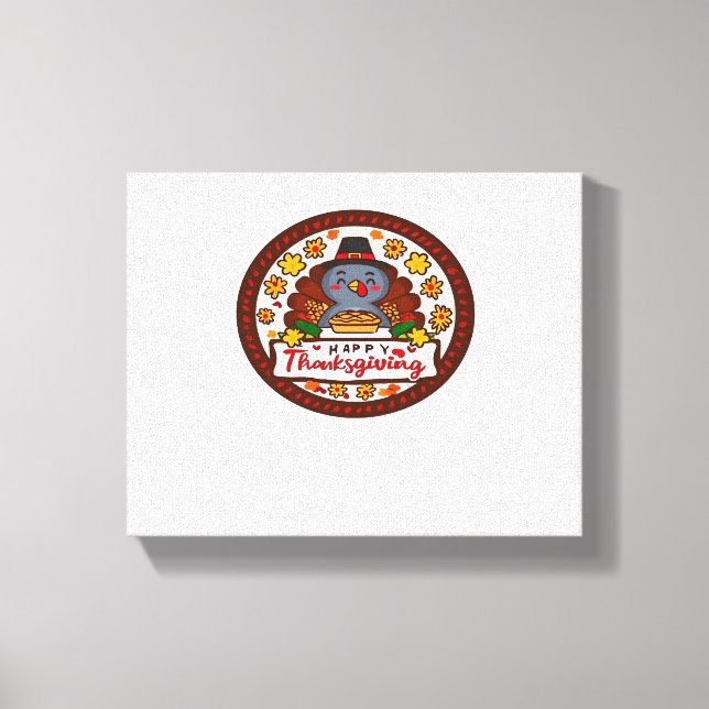 Niedlich Kawaii Türkei - Happy Thanksgiving Classi Leinwanddruck (Vorderseite)