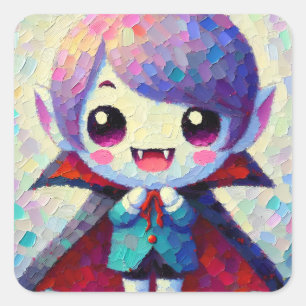 Niedlich Kawaii Vampire Boy Quadratischer Aufkleber